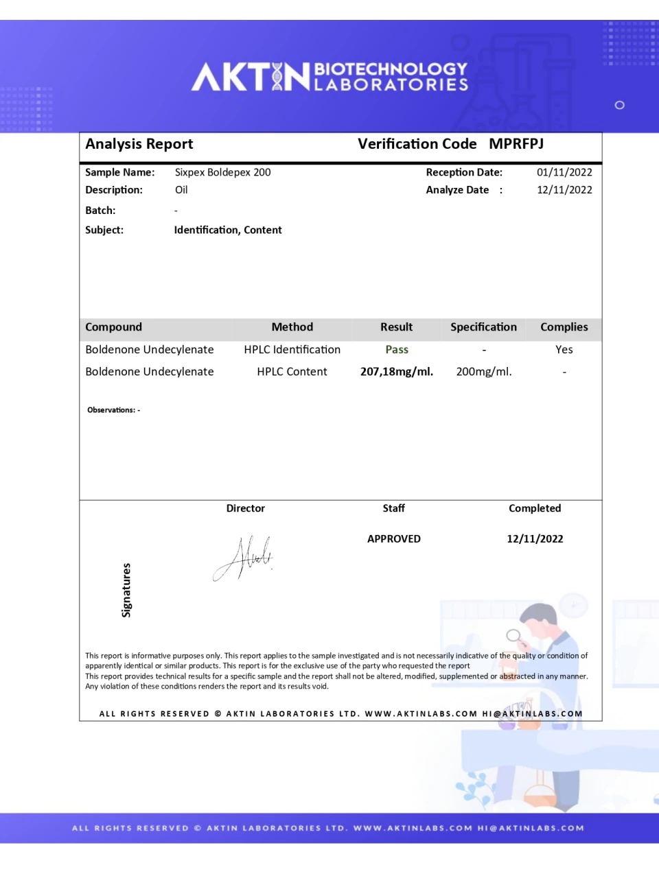 Sixpex Boldepex 200 lab report image