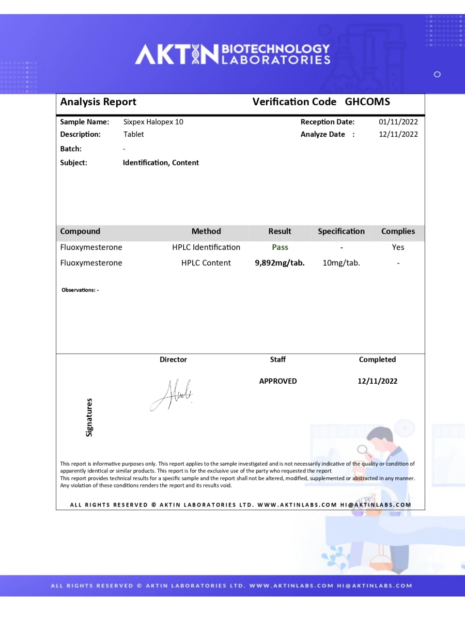 Sixpex Halopex 10 lab report image